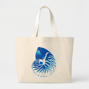 Bolsa Tote Grande Escudo do nautilus - azuis cobaltos e branco