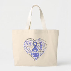 Bolsa Tote Grande Esophageal Cancer Awareness Heart Words