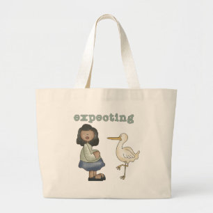 Bolsa Tote Grande Esperando - Mãe Afro-Americana para Ser e Stork