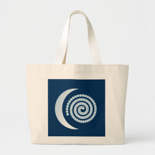 Bolsa Tote Grande Espiral da Lua de Prata em azul escuro