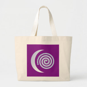 Bolsa Tote Grande Espiral da Lua de Prata em roxo