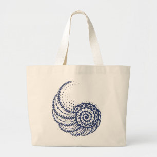 Bolsa Tote Grande Espiral orgânico em azul
