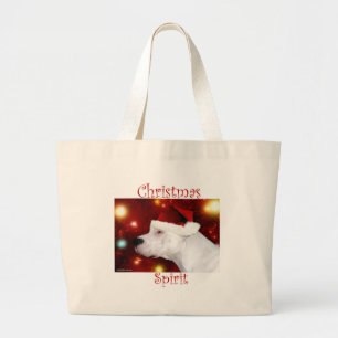 Bolsa Tote Grande Espírito de Natal do Dogo Argentino