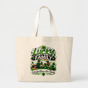 Bolsa Tote Grande Esquadrão da Família Sortuda Trevo Irlandês Dia de