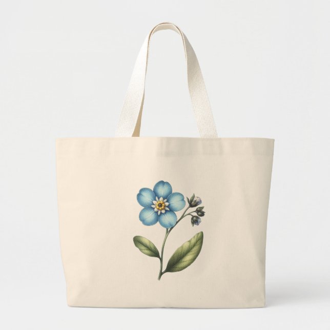 Bolsa Tote Grande Esquece-me de não ser florescente (Frente)