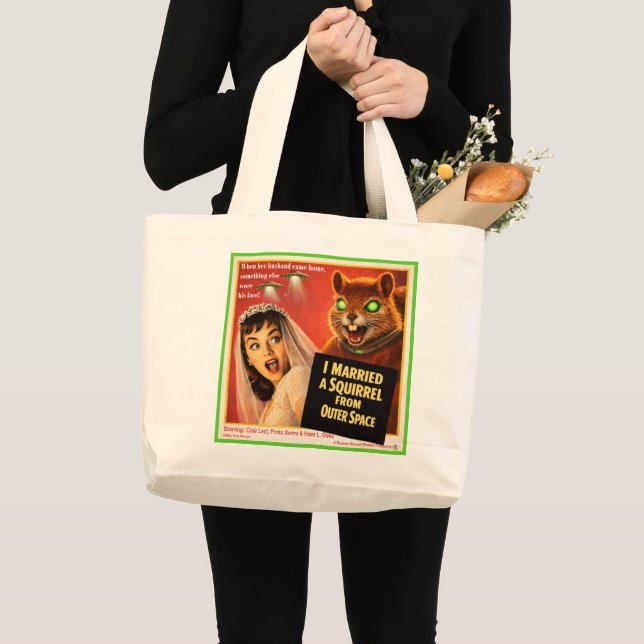 Bolsa Tote Grande Esquilo do Espaço Exterior (Frente (produto))