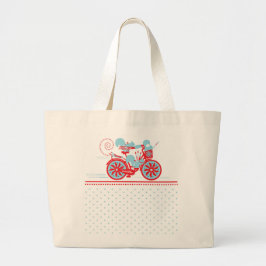 Bolsa Tote Grande Esquilos em um Bolsa grande de bicicleta - Azul cl