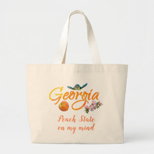Bolsa Tote Grande Estado de Pêssego da Geórgia na minha mente