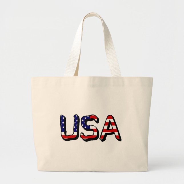 Bolsa Tote Grande Estados Unidos sobrepostos no American Flag jtcnt (Frente)