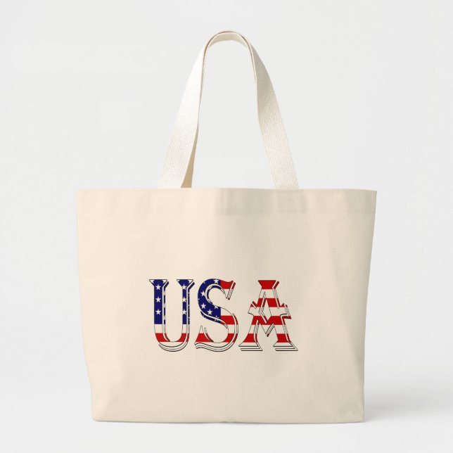 Bolsa Tote Grande Estados Unidos sobrepostos no American Flag jtcnt (Frente)