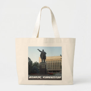 Bolsa Tote Grande Estátua de Bishkek Frunze Quirguistão Lenin