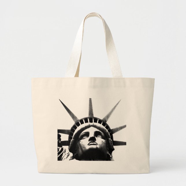 Bolsa Tote Grande Estátua Negra e Branca da Liberdade (Frente)