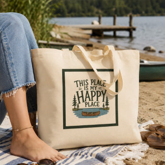 Bolsa Tote Grande Este é o Meu Lugar Feliz Deerwood Lake