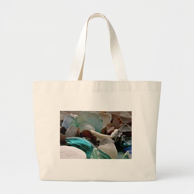 Bolsa Tote Grande Estilhaços do vidro do mar (Frente)