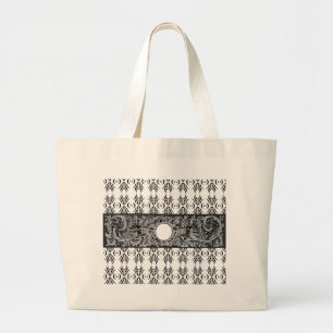Bolsa Tote Grande Estilo branco-preto clássico Barroco para personal