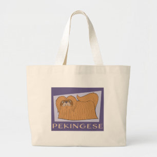 Bolsa Tote Grande Estilo de Cartoon Colorido Bonito Cachorro Pekingê