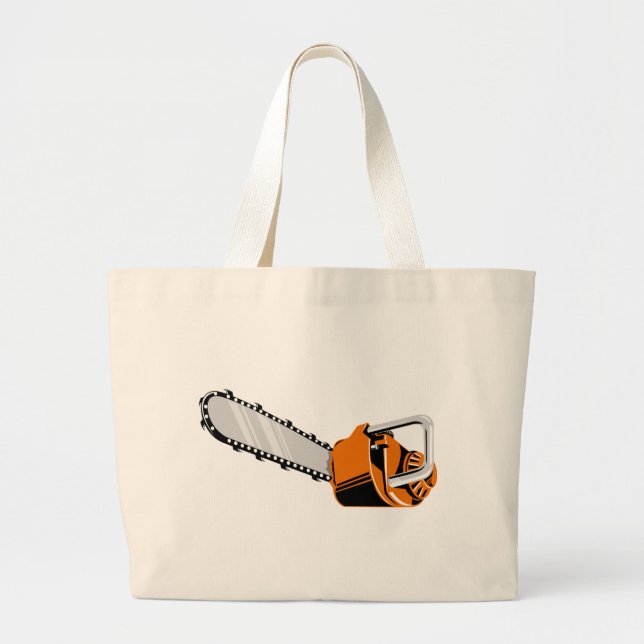 Bolsa Tote Grande estilo retro da serra de cadeia (Frente)