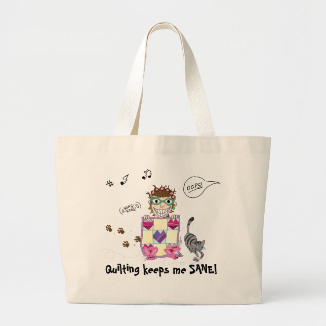 Bolsa Tote Grande Estofar mantem-me SÃO! Totebag (Frente)