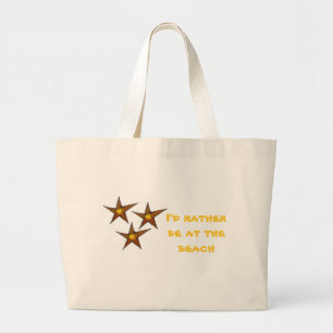 Bolsa Tote Grande Estrela do mar na arte do verão do Sandy Beach