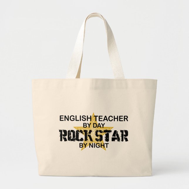 Bolsa Tote Grande Estrela do rock do professor de inglês (Frente)