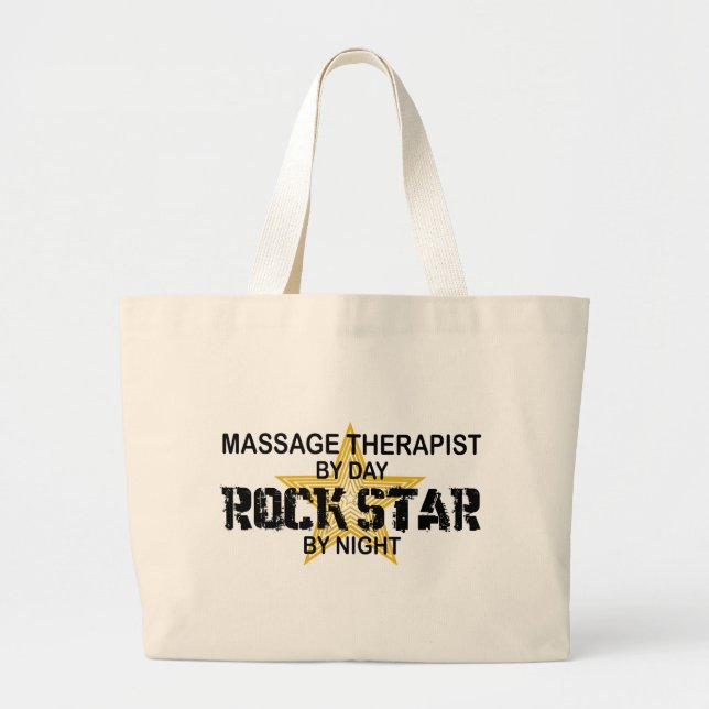 Bolsa Tote Grande Estrela do rock do terapeuta da massagem (Frente)