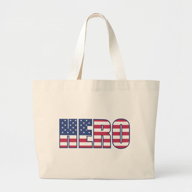 Bolsa Tote Grande Estrelas de Sinalizador Heroamericanas Strips Verm (Frente)
