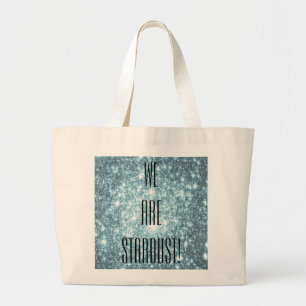 Bolsa Tote Grande Estrelas Verde-azuladas