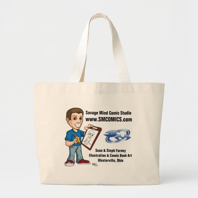 Bolsa Tote Grande Estúdio cómico da mente selvagem (Frente)