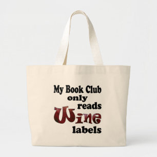 Bolsa Tote Grande Etiquetas de Vinho do Clube de Livro