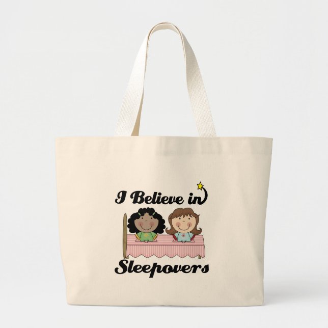 Bolsa Tote Grande Eu acredito em festas do pijama (Frente)