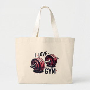 Bolsa Tote Grande Eu amo a academia
