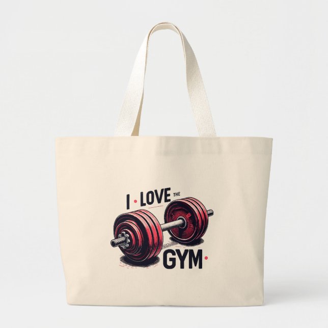 Bolsa Tote Grande Eu amo a academia (Frente)