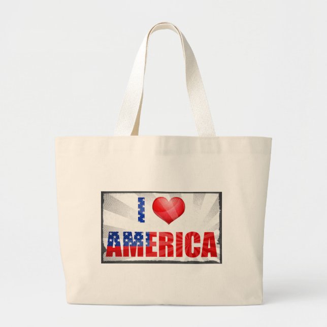 Bolsa Tote Grande Eu Amo a América (Frente)