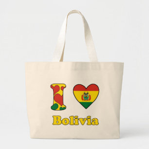 Bolsa Tote Grande Eu amo a Bolívia