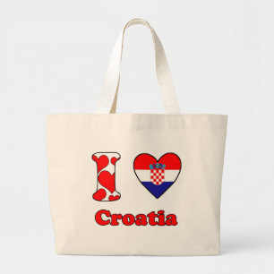 Bolsa Tote Grande Eu amo a Croácia