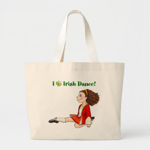 Bolsa Tote Grande Eu amo a dança irlandesa