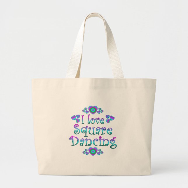 Bolsa Tote Grande Eu amo a dança quadrada (Frente)