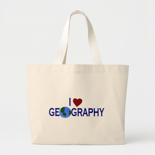 Bolsa Tote Grande Eu amo a geografia (Frente)