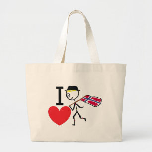 Bolsa Tote Grande Eu amo a Noruega