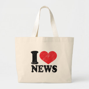 Bolsa Tote Grande Eu amo a notícia