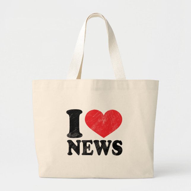 Bolsa Tote Grande Eu amo a notícia (Frente)