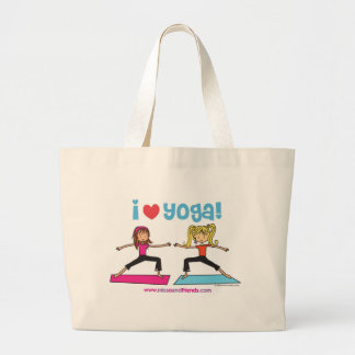 Bolsa Tote Grande Eu amo a sacola da ioga