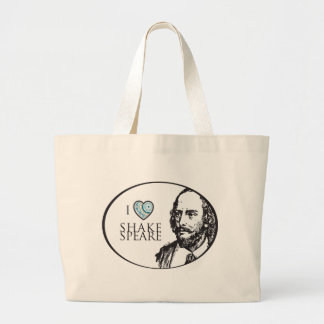 Bolsa Tote Grande Eu amo a sacola de Shakespeare