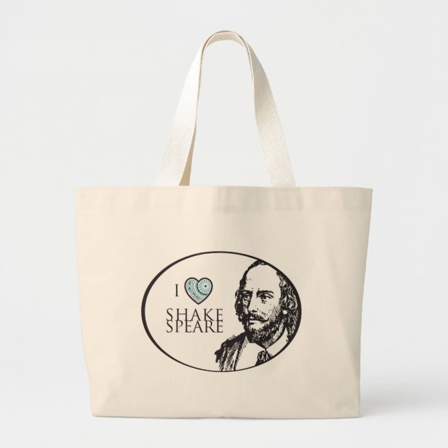 Bolsa Tote Grande Eu amo a sacola de Shakespeare (Frente)