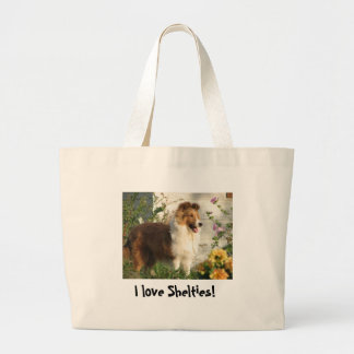 Bolsa Tote Grande Eu amo a sacola de Shelties