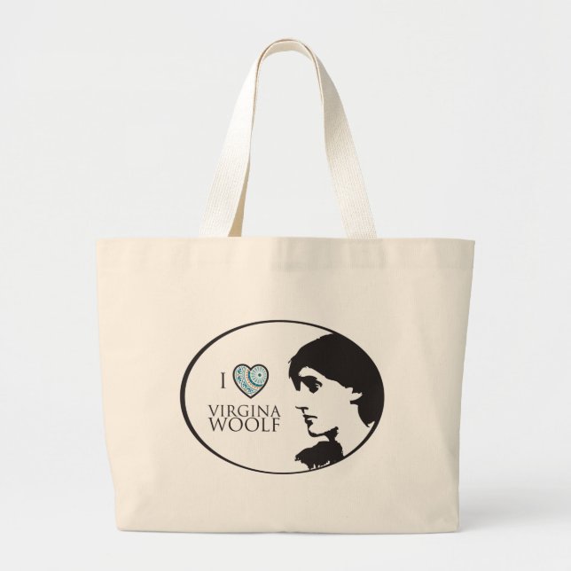 Bolsa Tote Grande Eu amo a sacola de Virgínia Woolf (Frente)
