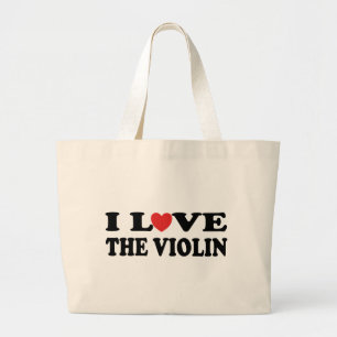 Bolsa Tote Grande Eu amo a sacola do violino