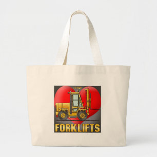 Bolsa Tote Grande Eu amo a sacola dos caminhões de empilhadeira