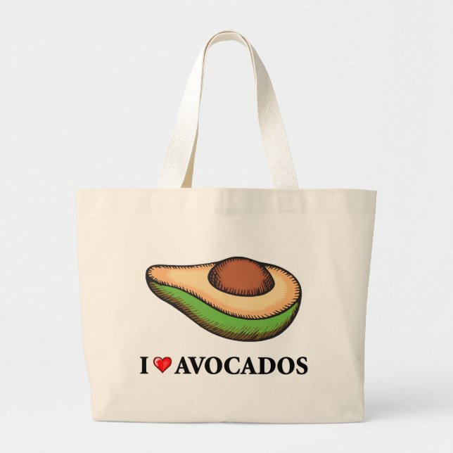 Bolsa Tote Grande Eu amo abacates (Frente)