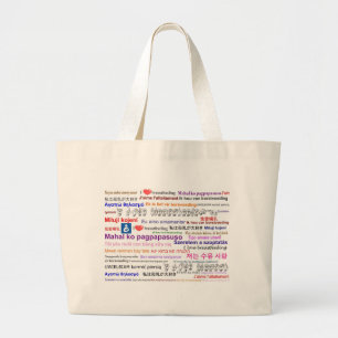 Bolsa Tote Grande Eu amo amamentar a multi língua